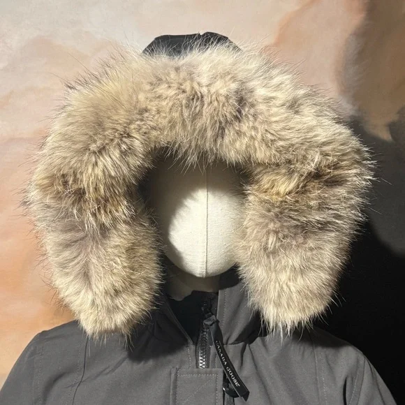 Canada Goose Kensington Graphite Hooded Down Coat with Fur Trim